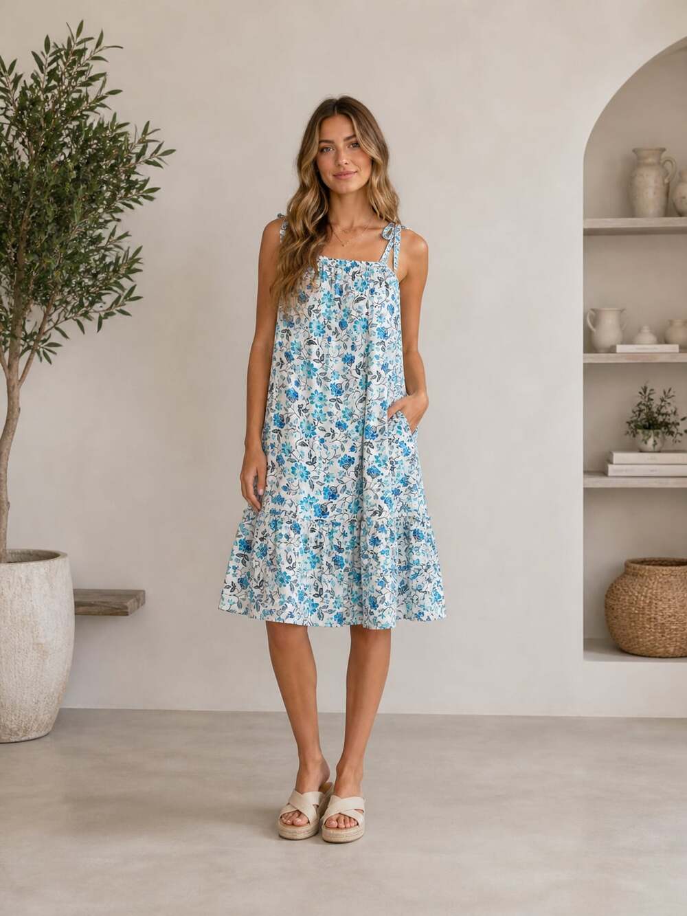 Old Navy Blue Floral Tiered Maxi Dress Size S Boho Cottagecore
